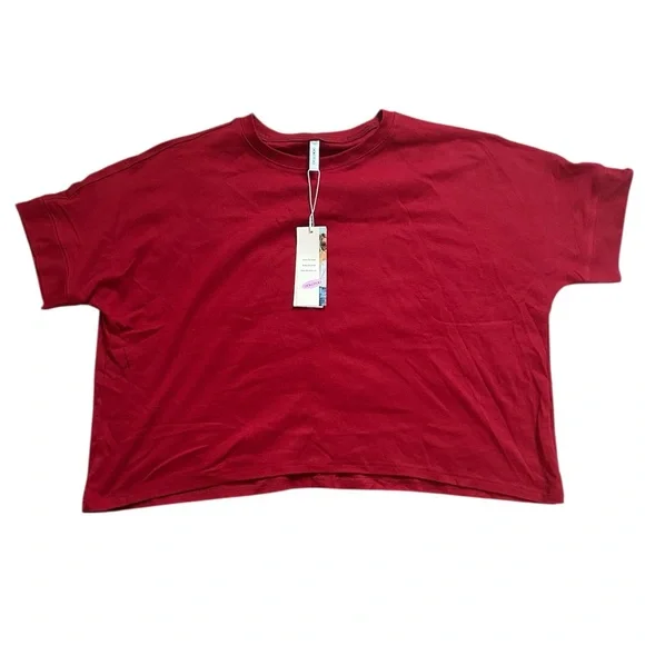 NWT Deep Red Oversized Cropped Tee Size L - Picture 5 of 5